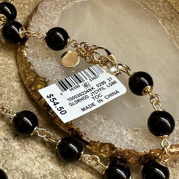 Gold Rhinestone Faux Pearl Beaded Necklace - Picture 11 of 11